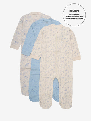 Pippi Nattdräkt med fötter och dragkedja - AOP Ljusblå