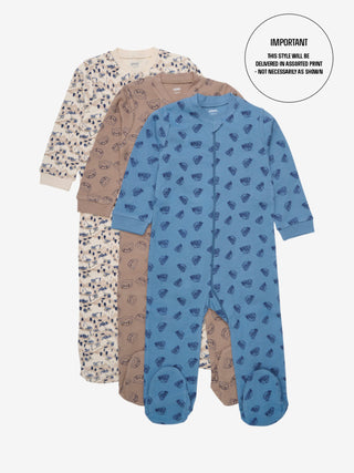 Pippi Nattdräkt med fötter och dragkedja - AOP Mörk marin