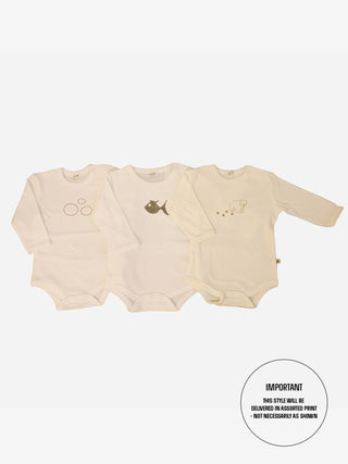 Pippi Body med lång ärm och fronttryck Vit