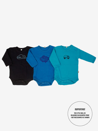 Pippi Body med lång ärm och fronttryck Mörk marin