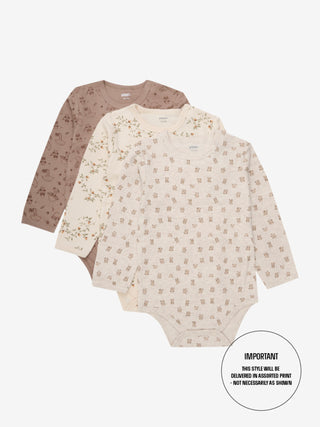 Pippi Långärmad body med all-over tryck Off-white