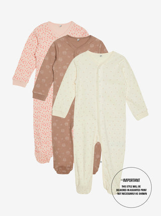 Pippi Nattdräkt med fötter och knappar - AOP Ligthrose