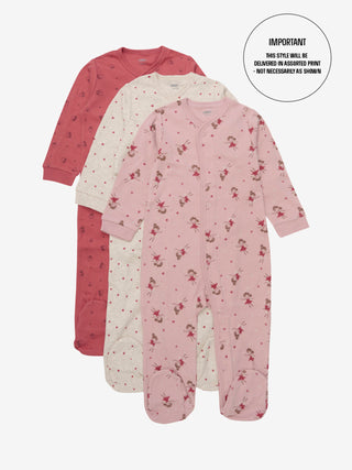 Pippi Nattdräkt med fötter och knappar - All-over-print Rosa