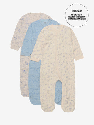 Pippi Nattdräkt med fötter och knappar - AOP Ljusblå