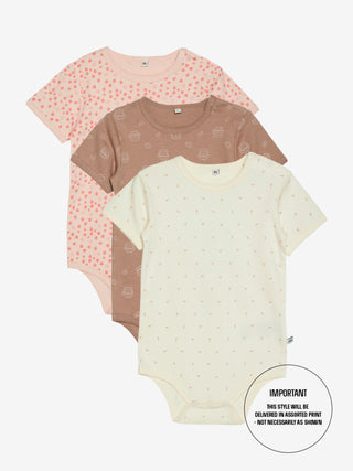 Pippi Kortärmad body med all-over tryck Ligthrose