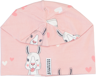 Geggamoja Mössa Bambu fleecefodrad Lama Rosa