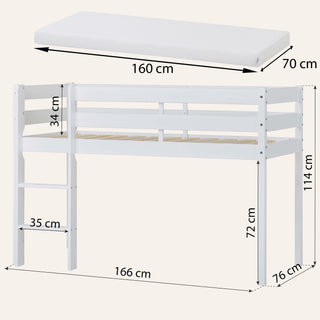 Hoppekids ECO Comfort Halvhöjd Säng 70x160 cm, White