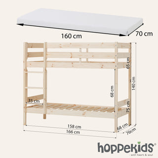 Hoppekids ECO Comfort Våningssäng 70x160, Natural Wood