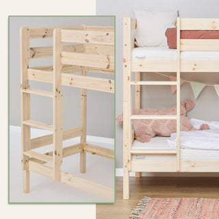 Hoppekids ECO Comfort Våningssäng Med 2x Skummadrass 70x160, Natural Wood