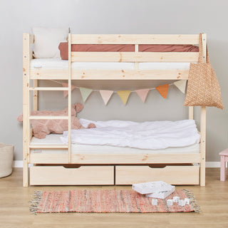 Hoppekids ECO Comfort Våningssäng Med 2x Skummadrass 70x160, Natural Wood