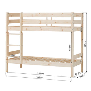 Hoppekids ECO Comfort Våningssäng 70x160, Natural Wood