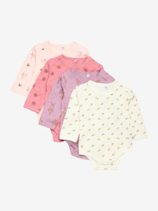 Pippi Body LS AO-mönstrad (4-pack) Dusty Rose