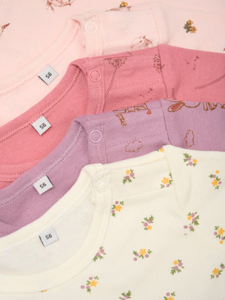 Pippi Body LS AO-mönstrad (4-pack) Dusty Rose