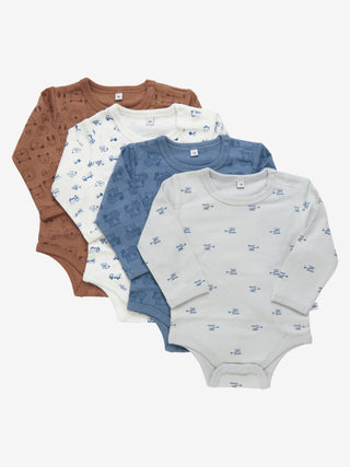 Pippi Body LS AO-printad (4-pack) Blå Mirage