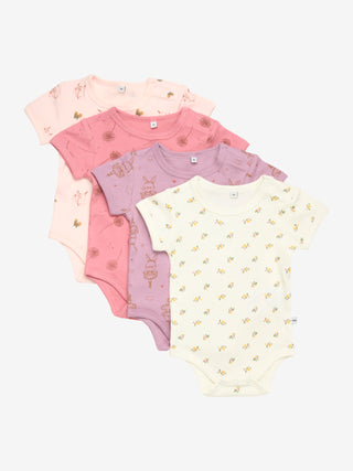 Pippi Kortärmade bodystrumpor (4-pack) Dusty Rose