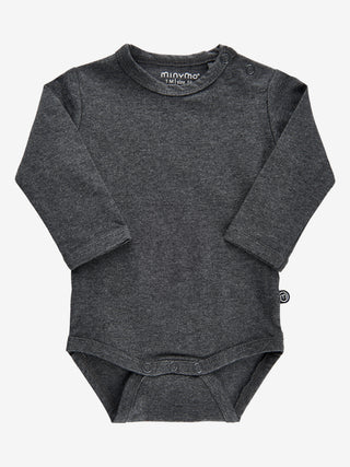 Minymo Långärmad body - Enfärgad Varm gråmelerad