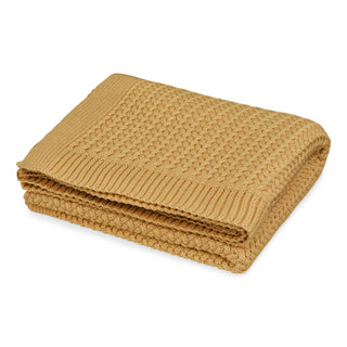 Cam Cam Copenhagen Stickad Babyfilt Knit Throw, GOTS Honey