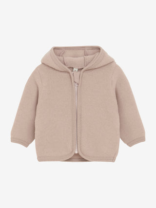 Huttelihut Jacka med öron i ullfleece Mahogny ros