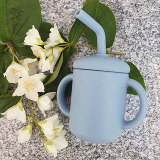 Summerville Mugg med Sugrör Silikon Stone Blue