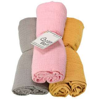 Rätt Start Muslinfiltar 3-pack (Beige/Gul/Rosa)