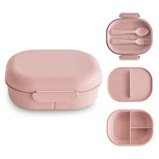 Mushie Lunchbox + Bestick Blush, Rosa