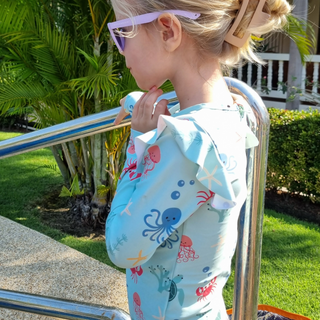 Geggamoja UV-Baddräkt lång arm Havsdjur Blå