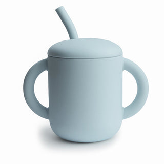 Mushie Silikon Training Cup Mugg + Sugrör Powder Blue