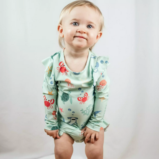 Geggamoja UV-Baddräkt lång arm Havsdjur Blå